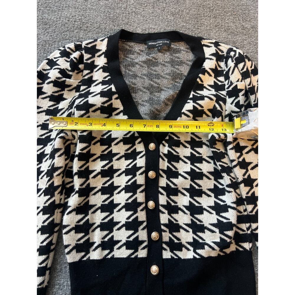 Generation Love Womens Black White Houndstooth Cardigan Sweater Size Small - Picture 6 of 13